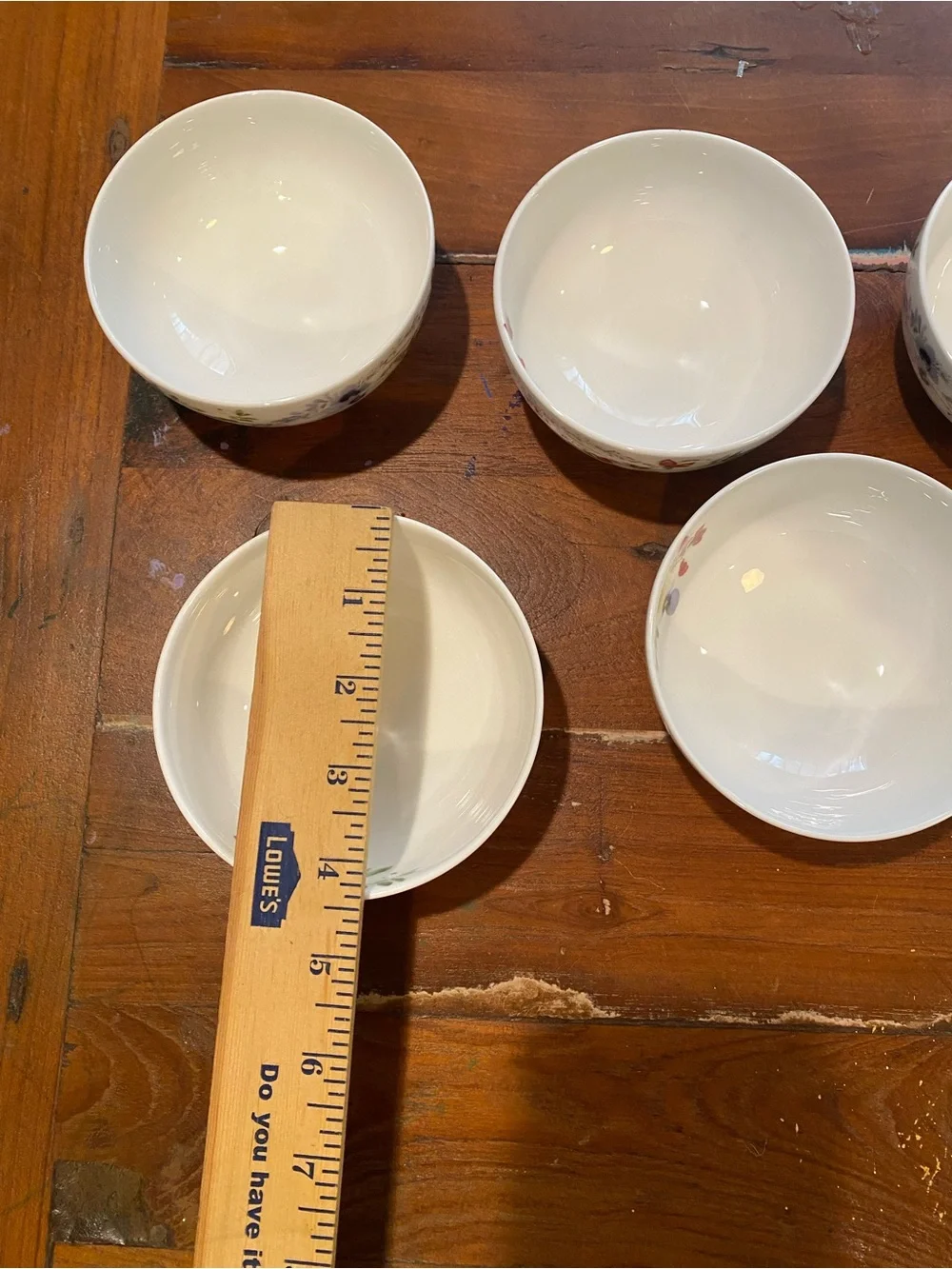 Mikasa White Dessert Bowls with Multicolor Floral Accents - Set of 5